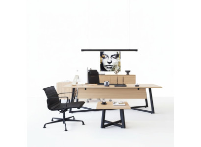 Set de oficina moderno, escritorio, mesa de centro, armario de archivo, cómoda de 4 piezas.