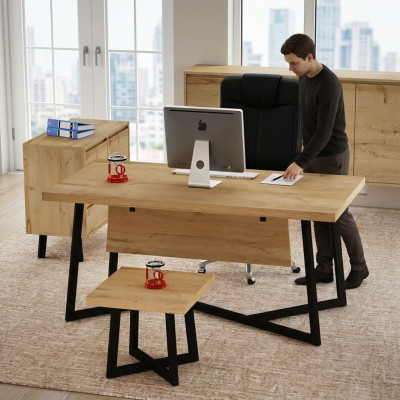 Marrón claro Escritorio de diseñador Muebles de oficina Diseñador Mesas Madera Nuevo