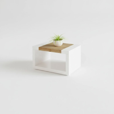 Mesa de centro blanca de diseñador de lujo de madera para sala de estar con estante.