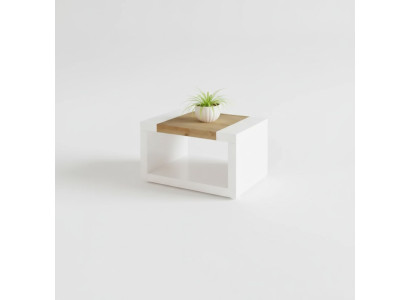 Mesa de centro blanca de diseñador de lujo de madera para sala de estar con estante.