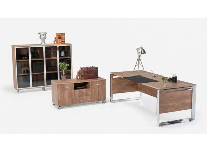 Set de muebles de oficina marrón escritorio cómoda archivador Set de 3 piezas mueble