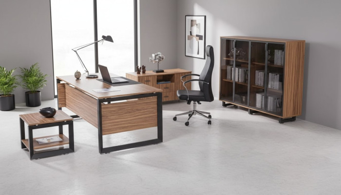 Muebles de oficina, escritorio, tocador, archivador, mesa de centro, 4 piezas de mobiliario.