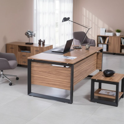 Diseñador Escritorio marrón Muebles de oficina de lujo Madera Mobiliario elegante