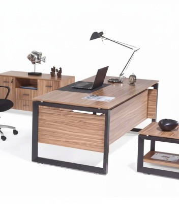 Diseñador Escritorio marrón Muebles de oficina de lujo Madera Mobiliario elegante