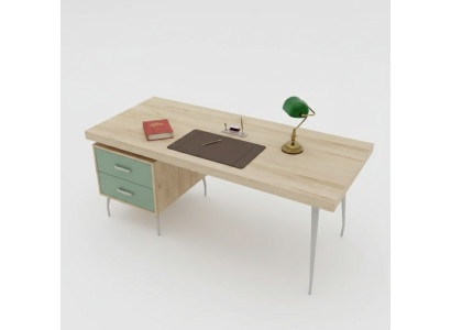 Escritorio de lujo de diseñador moderno de color marrón, muebles de oficina de madera, mesas nuevas.