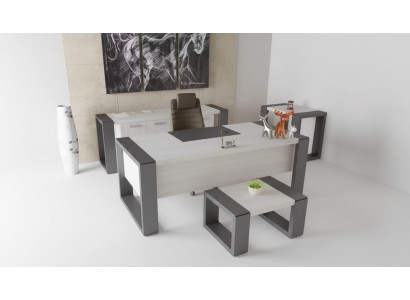Muebles de oficina gris escritorio archivador cómoda mesa de centro conjunto de 3 piezas.