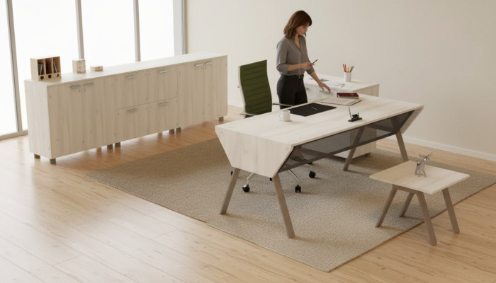 Juego de oficina de lujo en un elegante estilo moderno hecho de madera de alta calidad
