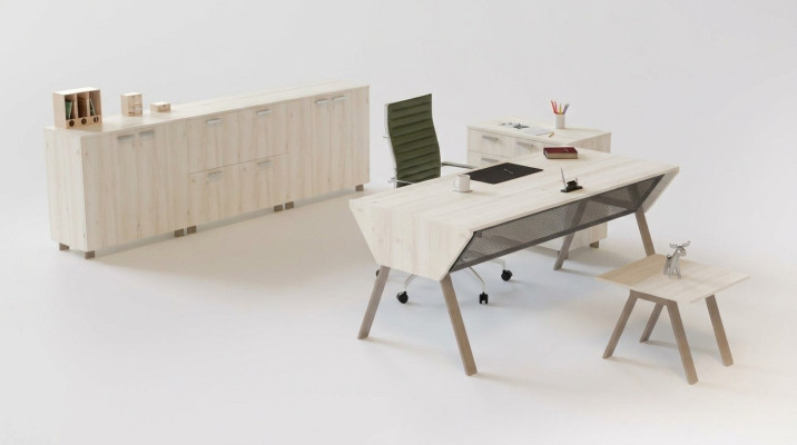 Juego de oficina de lujo en un elegante estilo moderno hecho de madera de alta calidad