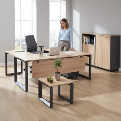 Muebles de oficina exclusivos Escritorio de esquina Cómoda Mesa de centro 2 archivadores