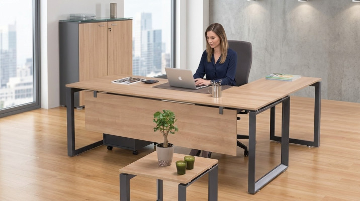 Escritorio de esquina exclusivo muebles de oficina marrón nueva mesa de esquina estudio