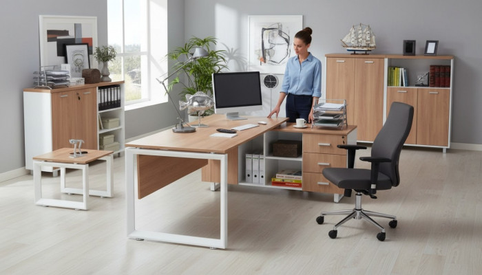 Muebles de oficina, escritorio, archivador, mesa de centro, conjunto de 4 piezas, decoración
