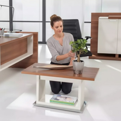 Mesa de centro marrón de madera con estante marrón Muebles exclusivos para la sala de estar.