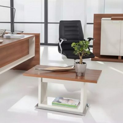 Mesa de centro marrón de madera con estante marrón Muebles exclusivos para la sala de estar.