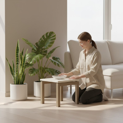 Mesa de café pequeña moderna mesa de almacenamiento cuadrada diseño muebles de madera.
