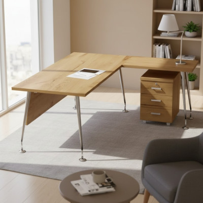 Muebles de oficina clásicos, escritorio de esquina de diseñador, escritorio de trabajo, muebles de madera.