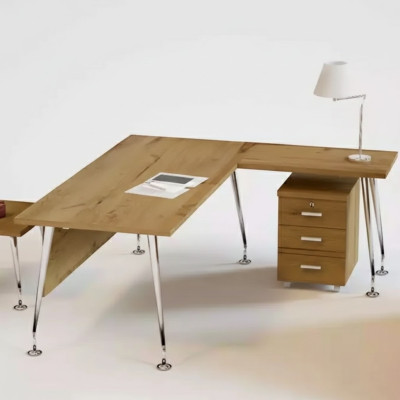 Muebles de oficina clásicos, escritorio de esquina de diseñador, escritorio de trabajo, muebles de madera.