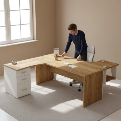 Escritorio de esquina marrón Diseño exclusivo para oficina Muebles de oficina para sala de trabajo