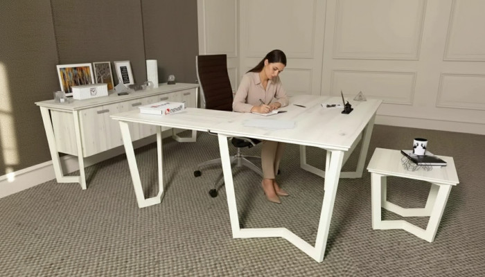 Escritorio, Oficina, cómoda, escritorio de esquina, conjunto de oficina, archivador de 3 piezas.