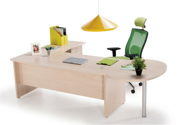 Escritorio de esquina exclusivo moderno beige con cómoda de oficina, 2 piezas.