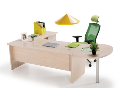 Escritorio de esquina exclusivo moderno beige con cómoda de oficina, 2 piezas.