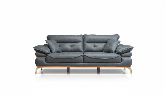Moderno salón de diseño gris con sofá de 3 plazas y nuevo sillón.