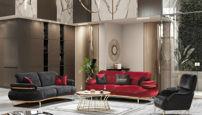 Set de muebles de sala modernos Sofá tapizado Sillón moderno de 3 piezas
