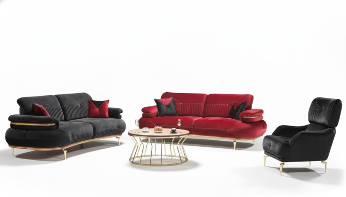 Set de muebles de sala modernos Sofá tapizado Sillón moderno de 3 piezas