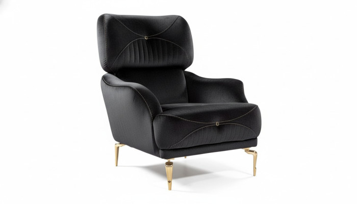 Exclusiva Sillón de tela Negro Sofá Individual Acolchado moderno nuevac