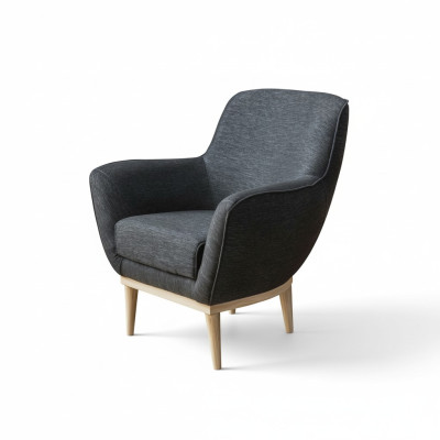 Sillón de tela exclusivo gris, mueble tapizado, asiento individual para la sala de estar.