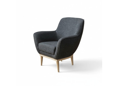 Sillón de tela exclusivo gris, mueble tapizado, asiento individual para la sala de estar.