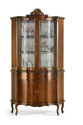 Vitrina de madera de lujo de alta calidad, armario vitrina de diseño clásico, muebles marrones.