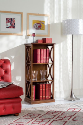 Clásica estantería marrón de libros de estilo elegante para muebles de salón.