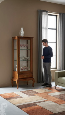 Muebles de madera Vitrina de cristal Armarios Sala de estar Muebles clásicos Vitrina Armario