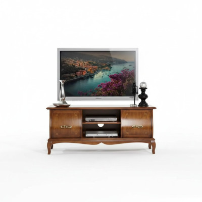 Clásico soporte de TV marrón de lujo Lowboard diseño de muebles de sala de estar