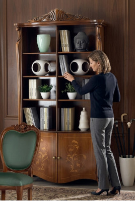 Salón estantería Libros Muebles clásicos marrones Estanterías de madera