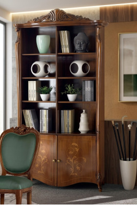 Salón estantería Libros Muebles clásicos marrones Estanterías de madera