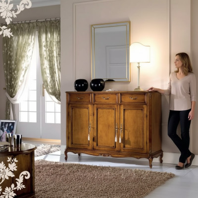 Aparador armario de madera marrón estilo clásico cómoda cómodas sala de estar