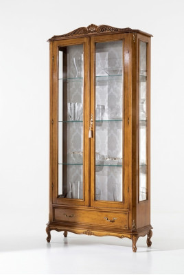 Vitrina de vidrio de lujo en marrón de madera clásico Mueble Vitrina extravagante