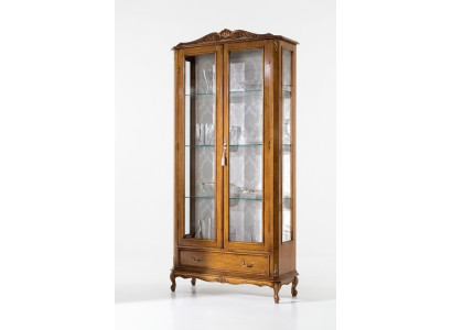 Vitrina de vidrio de lujo en marrón de madera clásico Mueble Vitrina extravagante