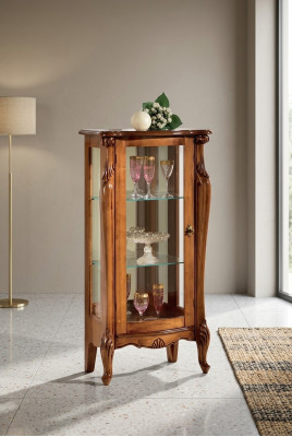 Vitrina de vidrio marrón clásica de lujo de madera con puertas de vidrio muebles de sala de estar.