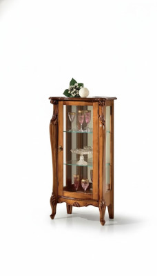 Vitrina de vidrio marrón clásica de lujo de madera con puertas de vidrio muebles de sala de estar.