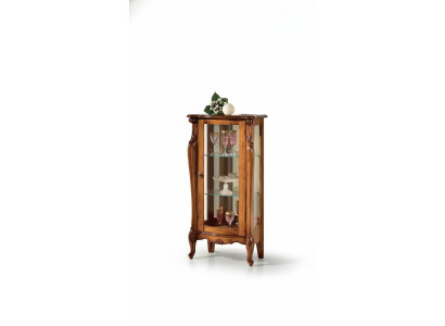 Vitrina de vidrio marrón clásica de lujo de madera con puertas de vidrio muebles de sala de estar.