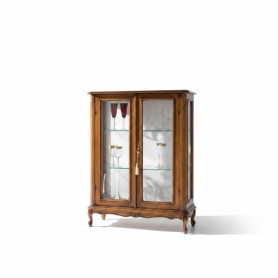 Armario de madera de alta calidad, color marrón, muebles de estilo clásico, vitrina.