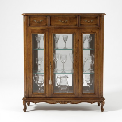 Diseño de muebles clásicos Vitrina marrón Armario de vidrio elegante lujoso nuevo