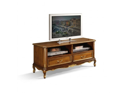 Clásico soporte de televisión marrón, mueble de sala de estar de alta calidad.