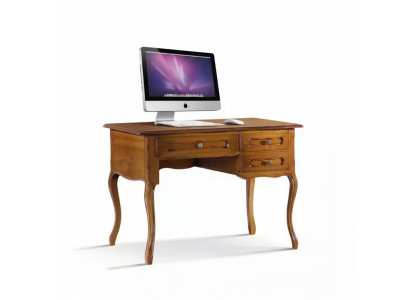 Escritorio clásico de madera marrón para la oficina en casa con cajones.