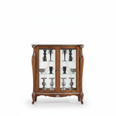 Vitrina de cristal marrón sala de estar aparador de madera de lujo armario de vitrina estante
