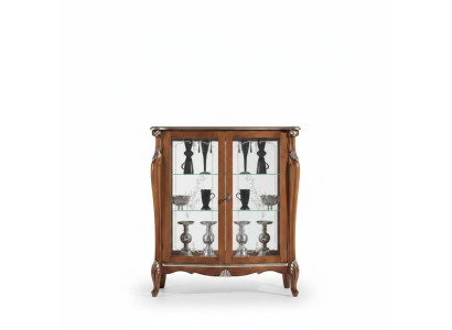Vitrina de cristal marrón sala de estar aparador de madera de lujo armario de vitrina estante