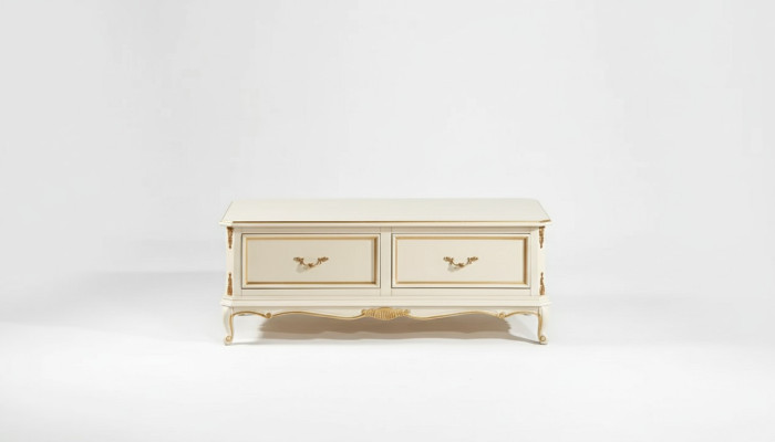 Mesa de centro de lujo blanca design para sala de estar, mesa de madera clásica.