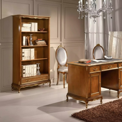Elegante estantería de libros de escritorio de madera marrón Conjunto de muebles de oficina de 2 piezas.